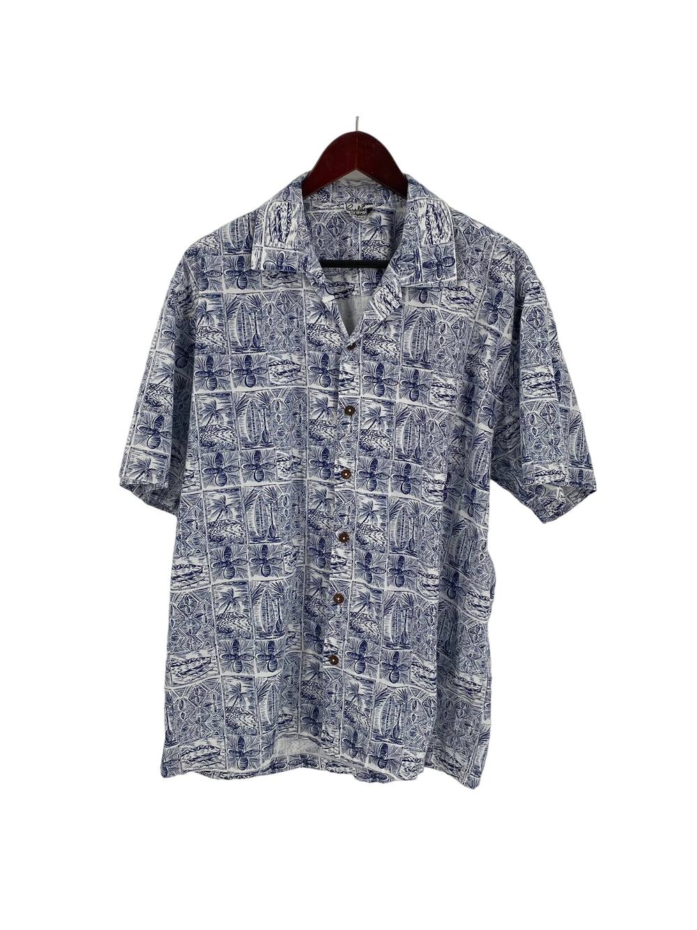 Vintage Hawaiian shirt mens XL Paradise Style blue